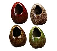 CLISPEED 4 Piezas Vasos de Cerámica Forma de Huevo para Hielo Seco Soporte Decorativo para Sushi y Bandejas Colores Rojo Amarillo Verde y Blanco para Restaurantes y Hogar