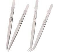 CLISPEED 4 pinzas de acero inoxidable con mango cómodo y diseño ergonómico para trabajos de precisión y uso en laboratorio, amplia gama de aplicaciones para manualidades y recolección de cuentas