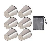 CLISPEED 4 vasos de de acero inoxidable, 100 ml, reutilizables, para vino, cerveza, vodka, vasos, metal pequeños, con bolsa, portátil, 6 unidades, 5.7 x 5.2 x 3.4 cm