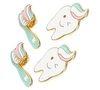 CLISPEED 4piezas Broche Esmalte Creativo Unidades Pin Mochila y Solapa Con Diseño Cepillo y Diente Accesorio Divertido Para Ropa y Bolsas Regalo Original Para Fiestas y Navidad