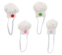 CLISPEED 4piezas Decoración de Gorro de Chef Mini para Muñecas Ropa de Juguete de Peluche Accesorios de Cocina de Colores Surtidos para Simulación Color Aleatorio