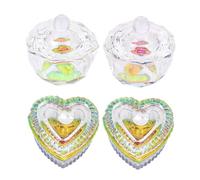 CLISPEED 4piezas Vasos de Cristal con Tapa para Decoración de Uñas Recipientes para Líquido y Polvo de Uñas Vaso de Cristal para Manicura Casa o Salón