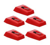 CLISPEED 5 Agujas de Repuesto para Sonido Claro y Suave para Tocadiscos de Vinilo en Plástico y Aluminio Rojo Compatible Mayoría de Giradiscos
