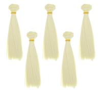 CLISPEED 5 Pcs Straight Hair Wig Wefts, DIY Doll Wig for Crafts, School Projects, Costume Hair Extensions
