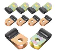 CLISPEED 50 Abrazaderas para Cables en Forma de P Revestimiento de Goma, Acero al Carbono, Aislamiento Eléctrico, Clips Organizadores para Pared, Gestión Segura de Cables Eléctricos