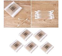 CLISPEED 500piezas Bastoncillos De Algodón Punta Doble De Madera De Hisopos De Algodón