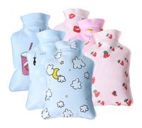 CLISPEED 6 Bolsas de Agua Caliente Reutilizables Mini Tamaño Pequeño PVC Diseño Divertido Labios Rojos Plátano Fresa Taza Nube Gato Bolsa Térmica para Manos y Alivio Muscular en