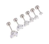 CLISPEED 6 Piezas Pendientes de Circonita para Hombre Pendientes de Cartílago de Acero Inoxidable Botón para Hombre Diseño de Tachuelas Adecuado para Perforación de Oreja y Cartílago