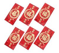 CLISPEED 6 Piezas Sobres Rojos Brillantes para Dinero Sobres Tradicionales para Año Chino Boda y Cumpleaños Paquete de Unidades Estilo Cubo de Agua