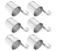 CLISPEED 6 Piezas Soporte para Macetas, Jardinera Colgante de Pared, Cubo de Flores de Hierro, Plata, Pequeño, Orificio Inferior, para Plantas en Vallas y Hogar, Fácil de Colgar