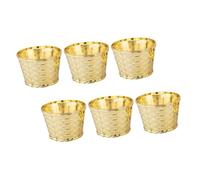 CLISPEED 6 Soportes para Árbol de Navidad de Escritorio Base Fija Diseño de Cesta Trenzada Dorada Soporte Resistente y Compacto de 12 CM para Decoración Navideña en Casa