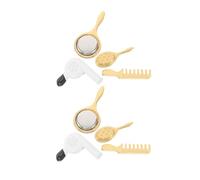 CLISPEED 8 Piezas Mini Set Accesorios de Baño para Casa de Muñecas con Peine Secador Espejo Dorado Decoración Dormitorio