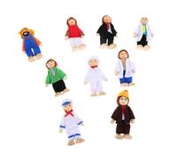 CLISPEED 9 Piezas Figuras de Muñecas de Madera Articuladas para Jugar Las Casitas Set Ropa de Tela Muñecos de Familia para Juego de Simulación y Desarrollo Montessori