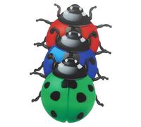 CLISPEED Adornos de Mariquita de Metal 3 Piezas para Colgar en Pared Interior y Exterior, Escultura Jardín Metálica Colorida Verde Rojo Azul, Decoración Artística Patio y Terraza