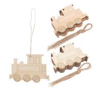CLISPEED Adornos DIY de Madera Colgantes 20 Piezas Navideños en Forma de Tren sin Terminar para Embellecimiento Rústico en Puerta, Ventana y Manualidades Creativas