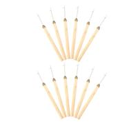 CLISPEED Aguja de Crochet Dorado 12 Piezas Herramienta para Rastas para Hacer Rastas, Madera y Bambú Mango Cómodo, Ajuste Preciso del Peinado para Crear Peinados Únicos para Salón