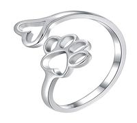 CLISPEED Anillo Abierto Ajustable Mujer Forma de Huella de Perro Diseño Elegante de Aleación para Regalo Duradero