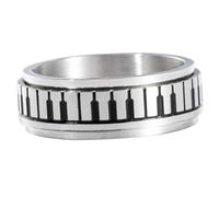 CLISPEED Anillo De Acero Inoxidable Teclas De Piano Giratorio, Diseño Creativo y Tamaño 10, Joyería Delicada Para Fiesta Musical y Uso Diario