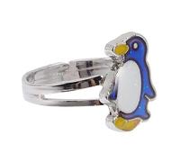 CLISPEED Anillo De Pingüino Ajustable Que Cambia De Color, Anillo Abierto De Acero Inoxidable Para Mujeres y Chicas Adolescentes, Joyas Sensibles Temperatura Para Fiestas y Reuniones Obsequios