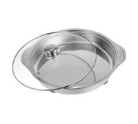 CLISPEED Bandeja de Acero Inoxidable para Buffet con Tapa de Vidrio y Patas Antideslizantes Bandeja Profunda Resistente para Catering y Servicio de Alimentos
