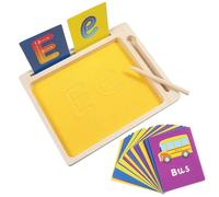 CLISPEED Bandeja de Arena Educativa de Madera para Preescolar Herramienta Montessori para Práctica de Escritura y Formación de Letras Actividades Motrices Finas Jardín de Infancia