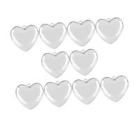 CLISPEED Bolas de Adorno Transparentes Rellenable en Forma de Corazón 5 CM 10 Piezas para Decoración Colgante de San Valentín Caja Decorativa Ligera para Fiestas y Hogar