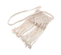 CLISPEED Bolso de Hombro de Algodón Boho con Borlas Bandolera Retro Tote Espacioso y para Mujer Accesorio Chic para Ocasiones Diarias