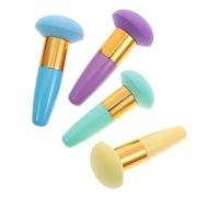 CLISPEED Borlas De Base Asa 4 Piezas Tamaño Compacto Para Maquillaje En Polvo, Uso Facial Para Mujeres y Niñas, Colores Verde, Morado, Amarillo y Azul, Herramientas Cosméticas Suaves y Esponjosas