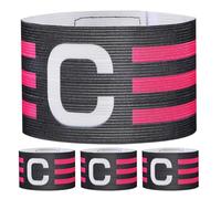 CLISPEED Brazaletes Elásticos de Capitán para Fútbol Adultos 4 Piezas Diseño en C Negro Banda Ajustable para Entrenamiento y Competición Pulsera Deportiva Unisex Resistente y Visible