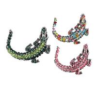 CLISPEED Broche De Aleación Gemas De Imitación Cocodrilo, Pin Para Mujer y Hombre, 3 Piezas Multicolor, Accesorio De Moda Para Ropa, Collar y Solapa, Tamaño Pequeño Elegante