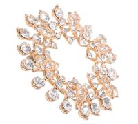 CLISPEED Broche de Pedrería de Aleación para Mujer Pin de Cristal Brillante para Vestidos de Fiesta Accesorio Decorativo para Bodas y Navidad Diseño Dorado