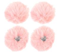 CLISPEED Broche Pequeño con 4 Pompones de Lana Artificial Rosa, Decoración Desmontable Ligera y Resistente para Sombreros y Manualidades DIY