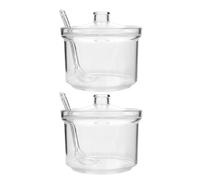 CLISPEED Caja de Especias Acrílica 2 Piezas con Cuchara con Capacidad Grande Adecuado para Almacenar Sal, Azúcar, Curry y Pimienta para Cocina