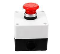 CLISPEED Caja de Estación de Pulsadores Interruptor Pulsador Momentáneo Rojo, Botón de Emergencia Industrial, Interruptor Pulsador de Control Función Antidisparo para Entornos Industriales