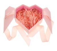 CLISPEED Caja de Obsequio en Forma de Corazón Color Champán Rosa Tamaño Mediano 23X21X10 CM Relleno de Rafia Natural de 20 G Adecuado para Cumpleaños Aniversarios y Regalos Románticos