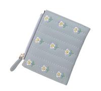 CLISPEED Cartera Bordada Floral Pequeña para Mujer Tarjetero De PU Diseño Compacto De Dos Pliegues para Transporte Fácil Monedero De Viaje