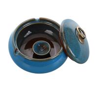 CLISPEED Cenicero De Cerámica con Tapa Antiolores Grande y Prueba De Viento Diseño Rústico con Ranuras para Ceniza para Sala Oficina y Restaurante