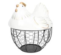 CLISPEED Cesta de Huevos Delicada Forma en Cerámica y Hierro Negro, Organizador Portátil para Almacenar Huevos en Gran Capacidad