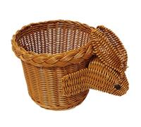 CLISPEED Cesta de Mimbre Forma de Conejo para Frutas y Pan | Imitación Ratán Color Café, Diseño Tejido Abierto y Ligero, para Comedor, Despensa y Flores