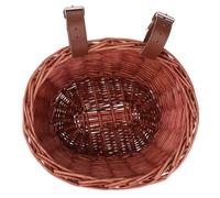 CLISPEED Cesta de Mimbre Retro para Bicicleta Infantil, Marrón, Resistente | Montaje Fácil, Gran Capacidad, Uso Exterior, para Bicicletas, Accesorio Práctico, Estilo Tejido