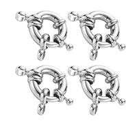 CLISPEED Cierres de Anilla Redondos de 15 MM para Bisutería 4 Piezas Cierre de Resorte Seguro Conectores para Pulseras y Collares DIY Acabado Platino Resistente al Deslustre Agujero