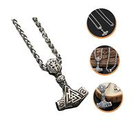 CLISPEED Colgante Vikingo Inoxidable para Hombre Collar Vintage con Amuleto Martillo Joyería Resistente y Único para Fiesta y Diario