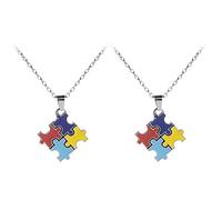 CLISPEED Collar de Aleación Liviana Resistente de Rompecabezas de Autismo 2 Piezas para Obsequio de Cumpleaños Decorativo y Único