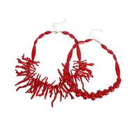 CLISPEED Collar De Cuentas Rojas Bohemio Elegante Plástico Ligero Femenino Para Playa Verano Estilo Surfero Colgante De Coral Grueso