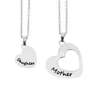 CLISPEED Collar de Mujer en Acero Inoxidable Colgante en Forma de Corazón para Madre E Hija, Ligero y Creativo, Adecuado para Festival y Reunión, Pack de 2 Piezas