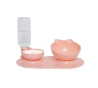 CLISPEED Comedero Práctico para Mascotas Doble Tazón y Dispensador Automático de Comida y Agua, Material PP Resistente y Diseño Anticaída para Perros y Gatos Color Aleatorio