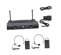 CLISPEED Conjunto Micrófono Inalámbrico UHF Doble Canal con Transmisores Bodypack y Micrófonos de Diadema Receptor con Controles de Volumen y Salidas XLR Alcance hasta Karaoke y