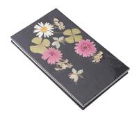 CLISPEED Cuaderno Diario Flores Secas, Tamaño A5, Tapa Negra Rígida, Bloc de Notas para Escritura Creativa, Uso Escolar, Oficina y Hogar, Cuaderno de Flores Secas para Diario y Bocetos