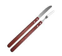 CLISPEED Cuchillo y Tenedor Inoxidable para Barbacoa Juego Mango para Asados y Actividades al Aire