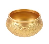 CLISPEED Cuenco Decorativo de Cobre Amarillo Estilo Chino, Cuenco de Metal Vintage para Decoración de Escritorio, Adorno Feng Shui para Hogar y Oficina, Pieza Artesanal de Tamaño Mediano
